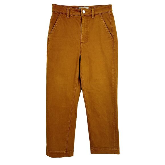EVERLANE Cropped Straight Pants 4 Reg High Rise Golden Brown Casual B4 - Picture 2 of 7